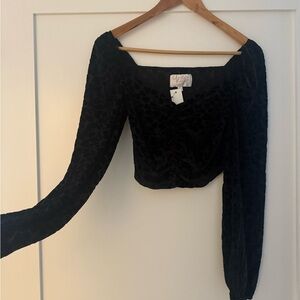 Francesca’s Audra Parks Velvet Heart Burnot Top - NWT